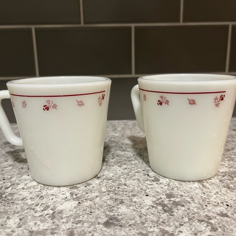 Pyrex Burgundy Coffee Cups (2)